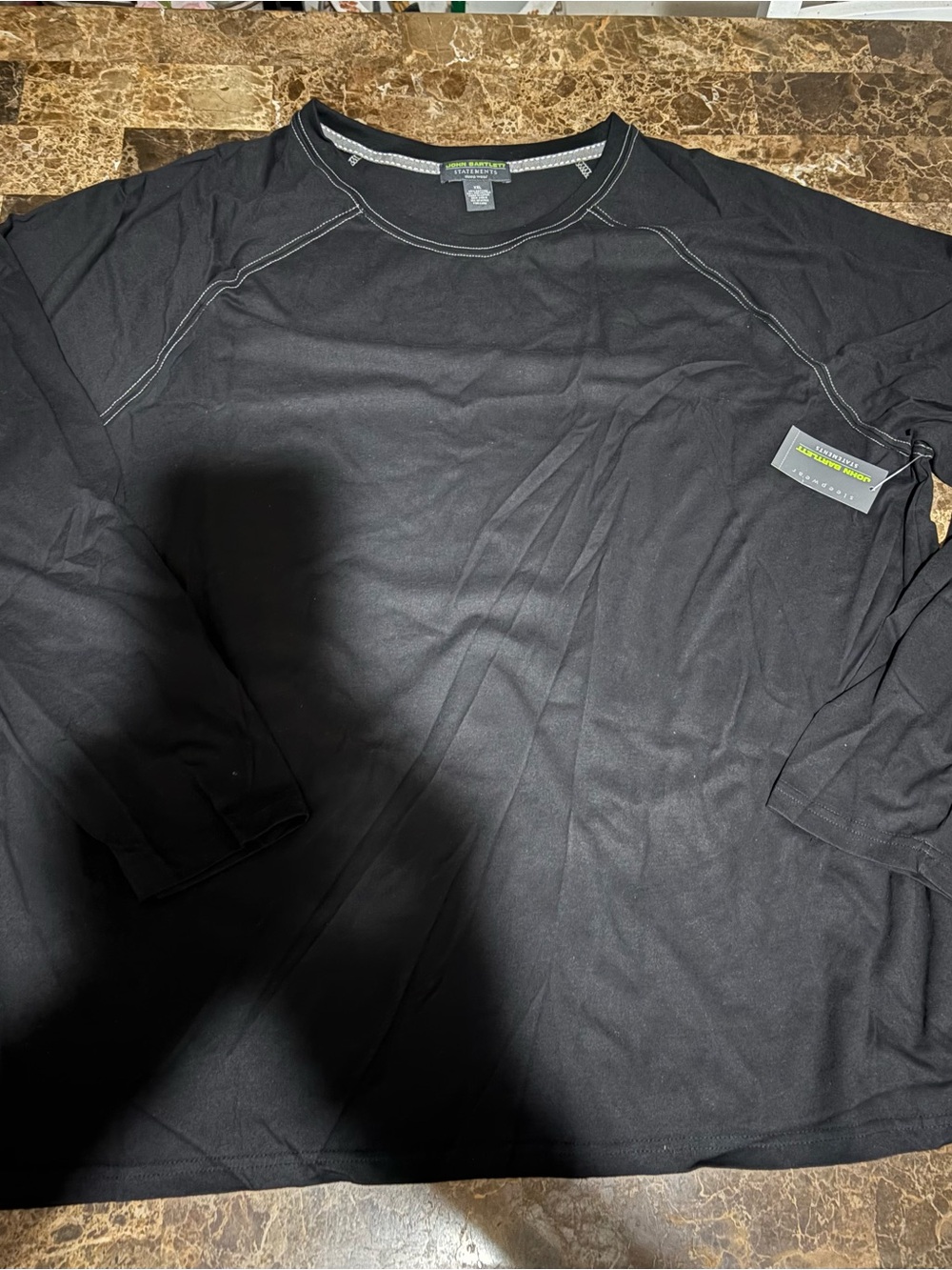 NWT JOHN BARTLETT Black Long Sleeve Crewneck Shirt XXLsz